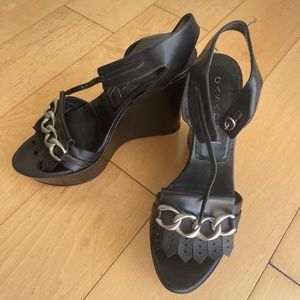Casadei, Black Heel Wedges, Size 7.5